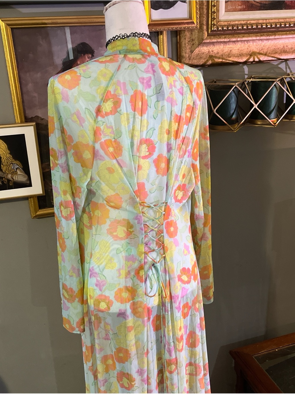 Sheer Floral Maxi Robe - Pastel Multi - Picture 9 of 11